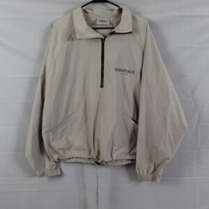 Fear Of God Essentials Jacket Mens Small Track Windbreaker Half Zip Beige Casual